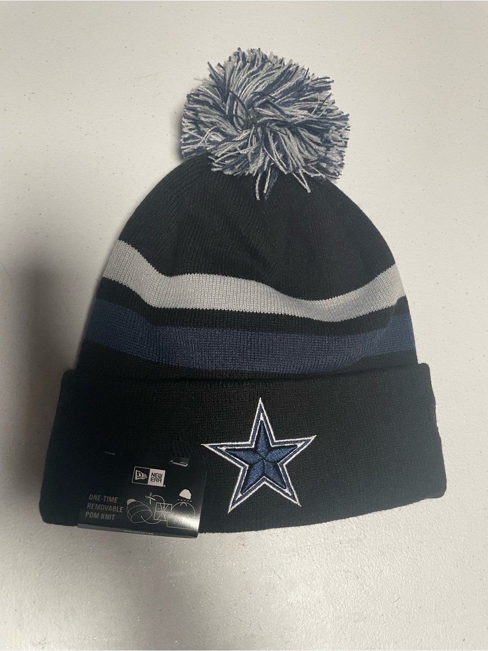 New Era Kids Dallas Cowboys Black Navy Gray Pom Pom Beanie
